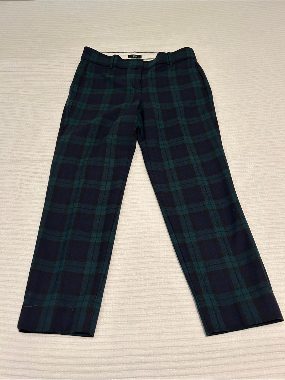 J. Crew Women’s Cameron Slim Crop Pants Navy & Green Black Watch Tartan